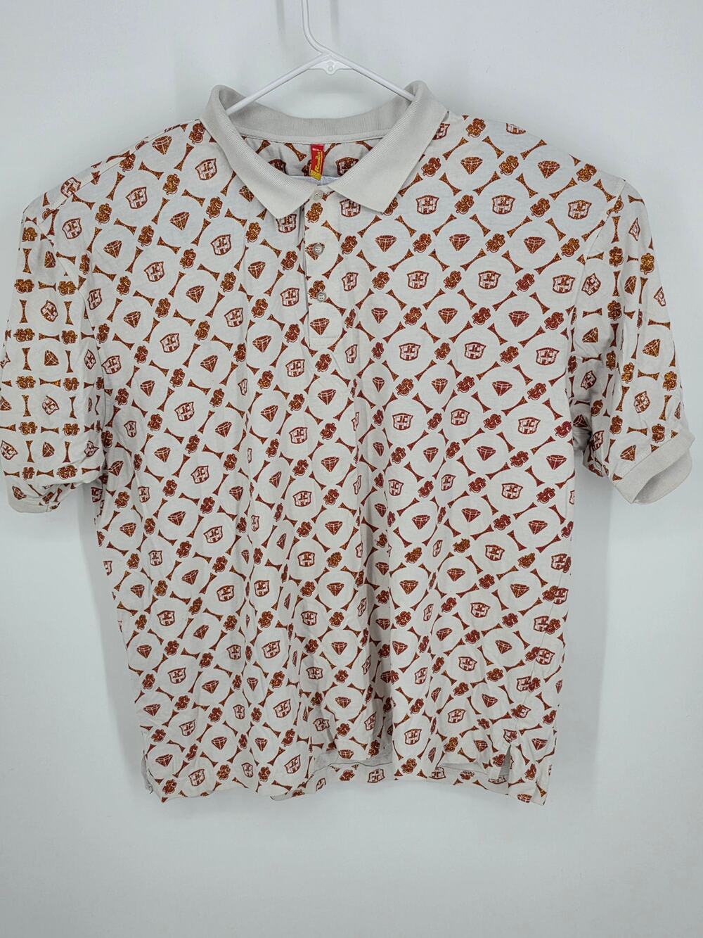 Raw Blue Polo Shirt Mens Size 5XL White Glitter All Over Print Short Sleeve